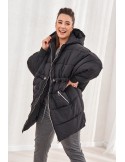 Geaca oversize calduroasa cu gluga, neagra 1537 - Magazin online - Boutique